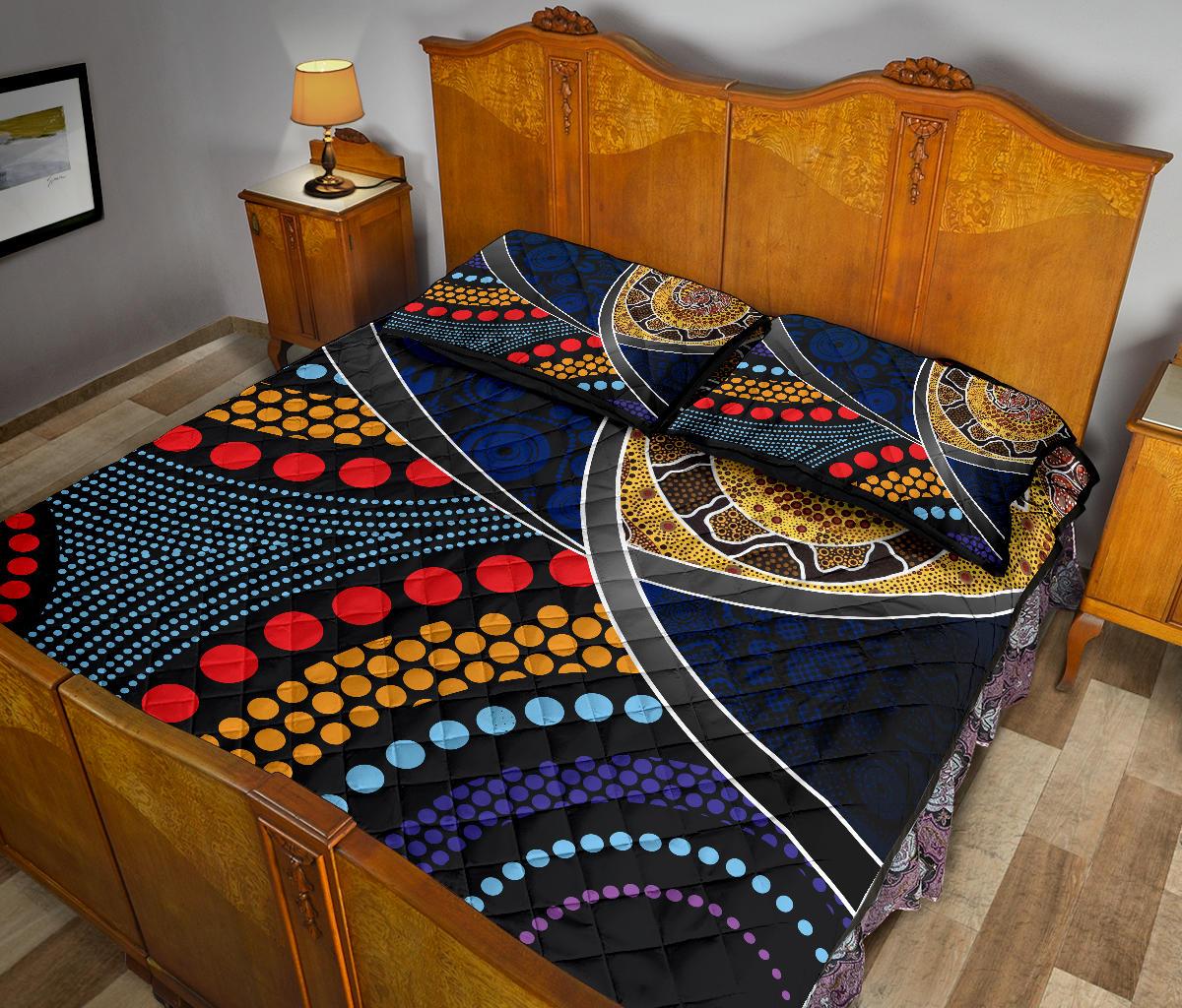 quilt-bed-set-aboriginal-dot-panting-art-with-snake