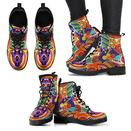 aboriginal-leather-boots-australian-map-dot-painting