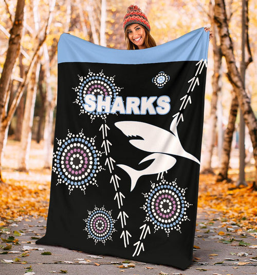 cronulla-premium-blanket-sharks-simple-indigenous-black