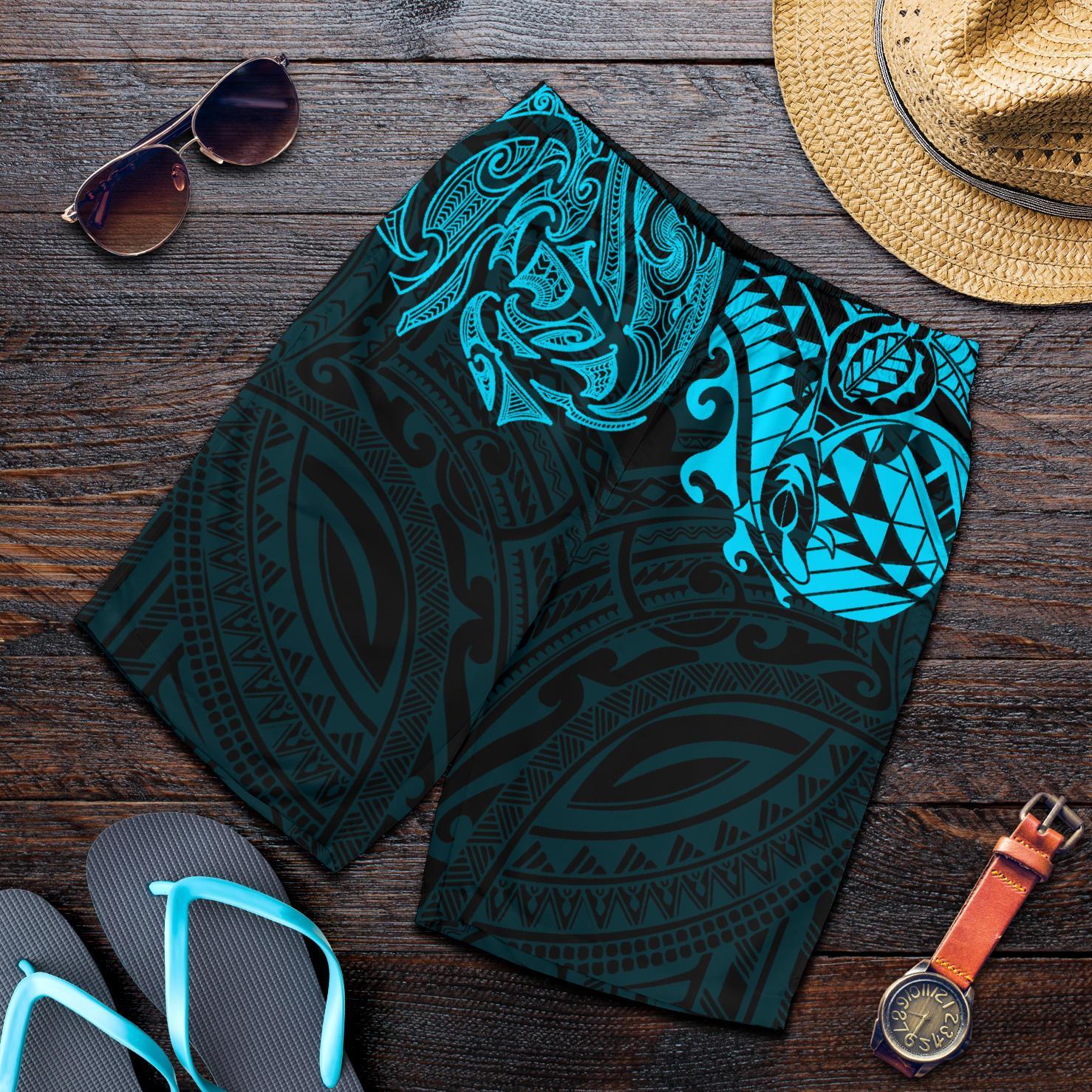 new-zealand-all-over-print-mens-shorts-maori-polynesian-tattoo-blue