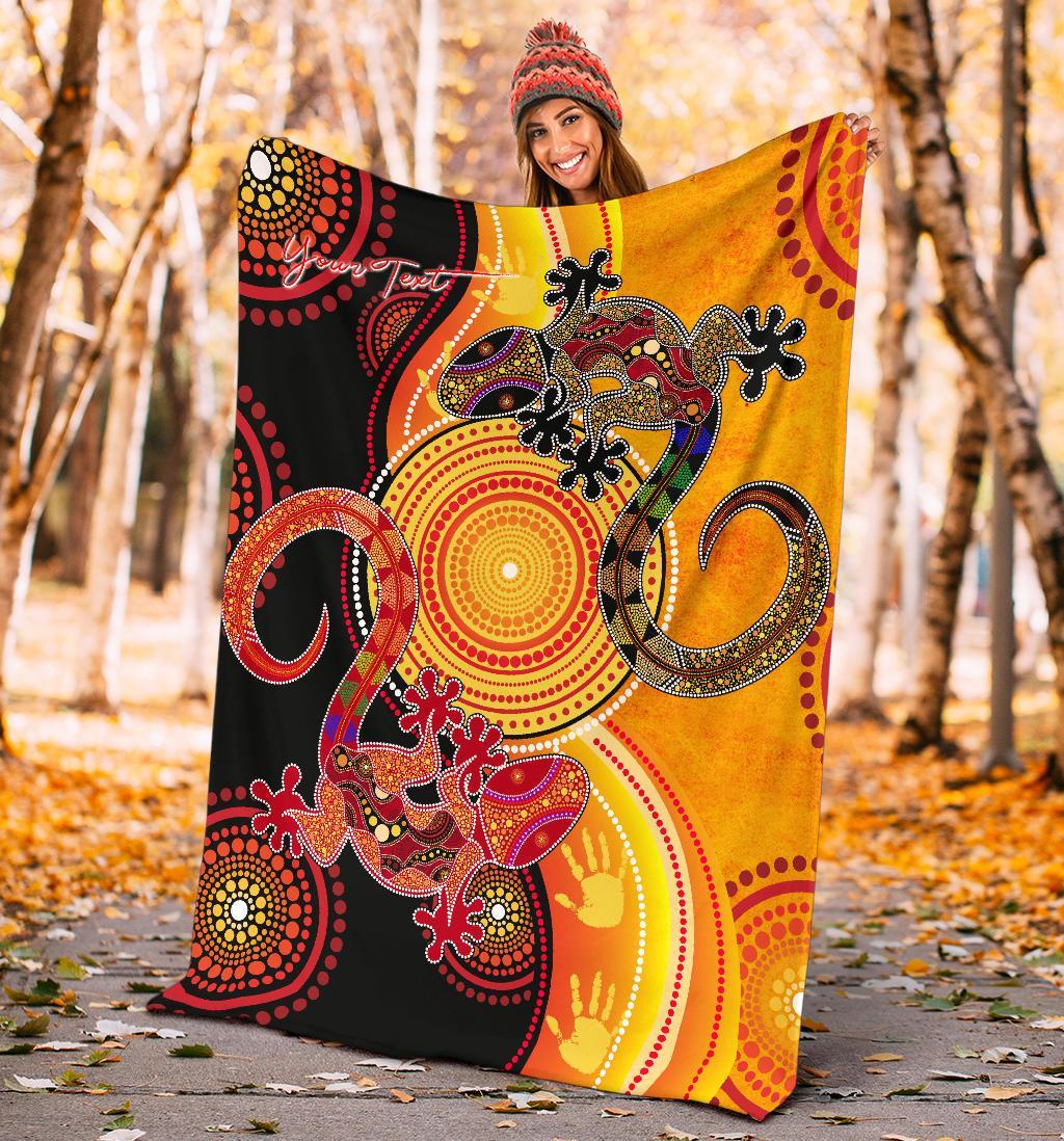 aboriginal-personalised-premium-blanket-couple-aboriginal-lizards