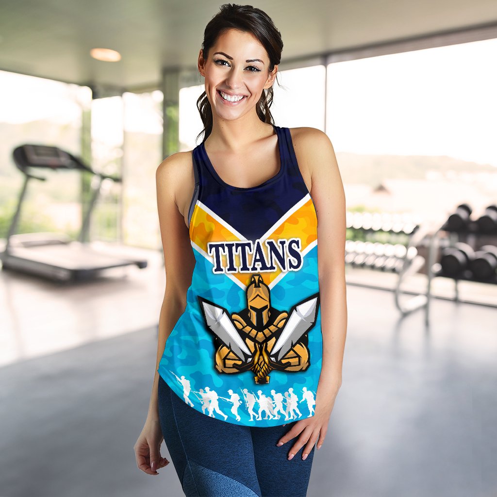 Gold Coast Women Racerback Tan Titans Gladiator Anzac Vibes - Vibe Hoodie