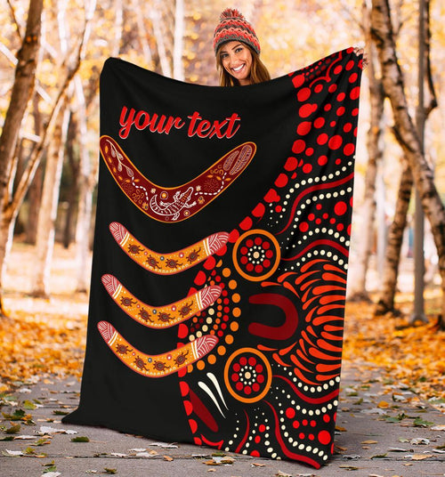 aboriginal-personalised-premium-blanket-aboriginal-boomerangs-with-dot-painting-pattern