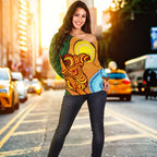 Off Shoulder Sweater - Australian Aboriginal Dot Painting Koala - Vibe Hoodie