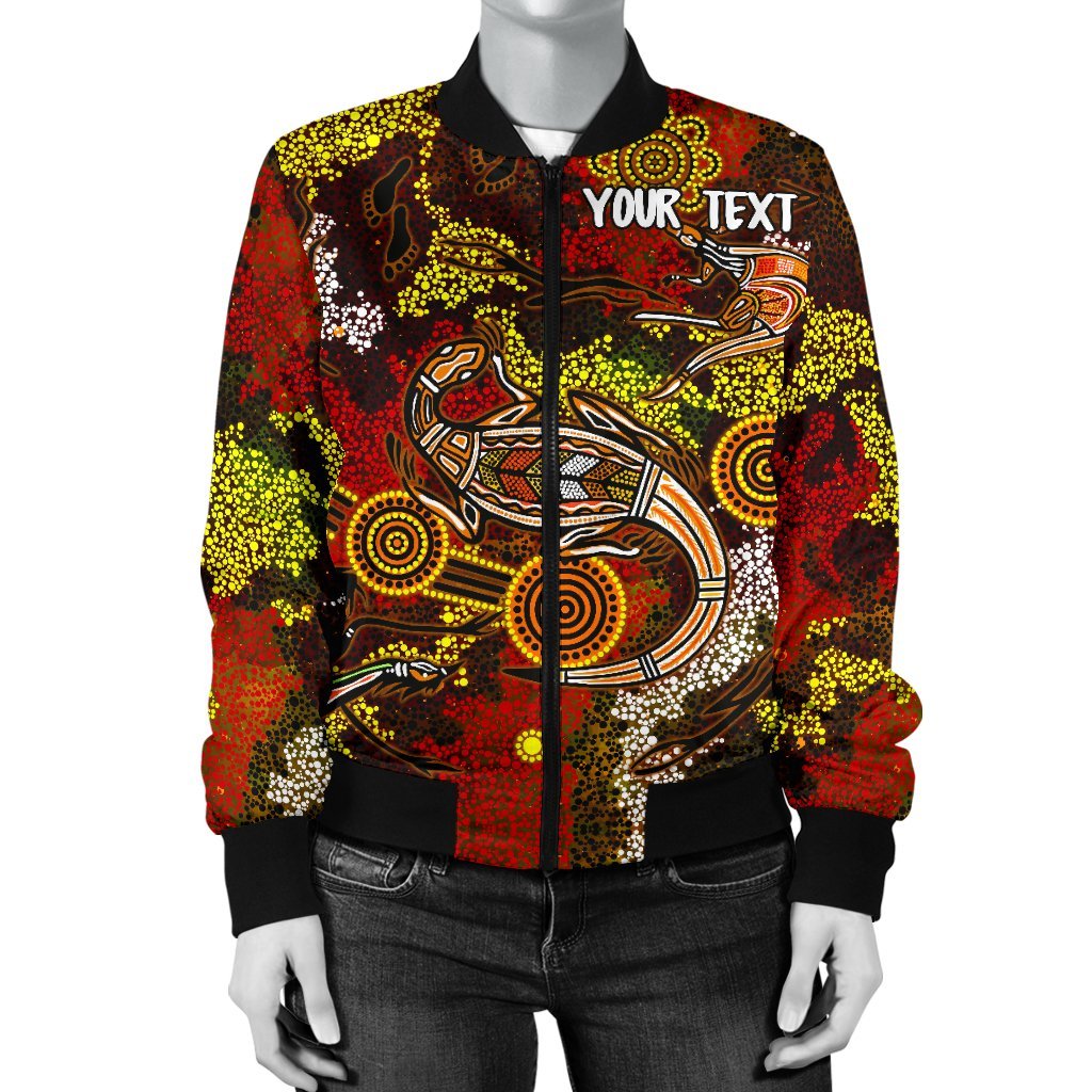 custom-aboriginal-womens-bomber-jacket-kangaroo-and-lizard-dot-painting-art