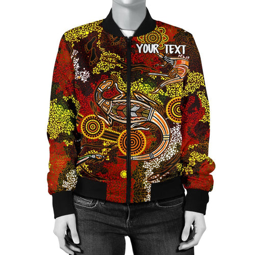 custom-aboriginal-womens-bomber-jacket-kangaroo-and-lizard-dot-painting-art