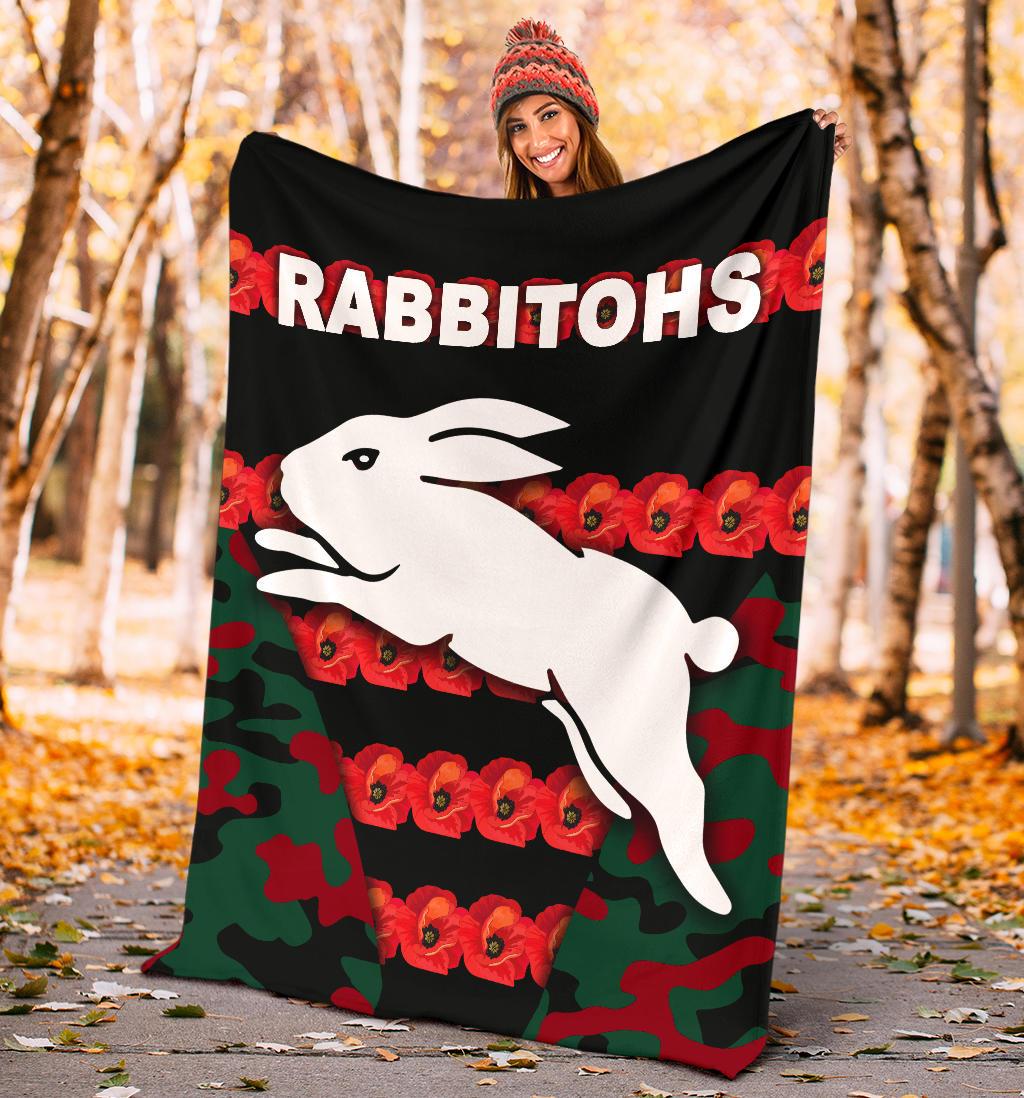 south-sydney-rabbitohs-premium-blanket-anzac-day-poppy-flower-vibes