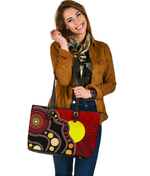 aboriginal-leather-tote-bag-australia-aboriginal-lives-matter-flag-circle-dot-painting-art-bag