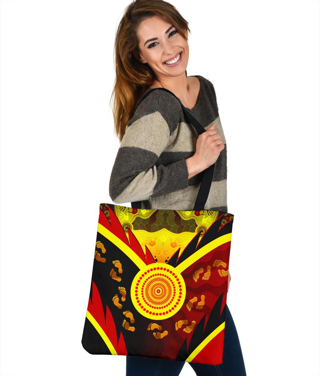 aboriginal-tote-bag-indigenous-flag-with-footprint-hand-art