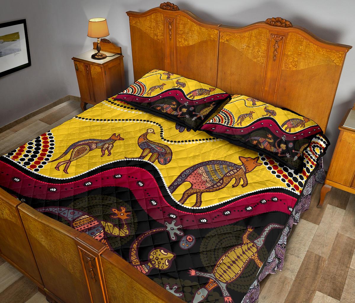 aboriginal-quilt-bed-set-indigenous-animals-life-art