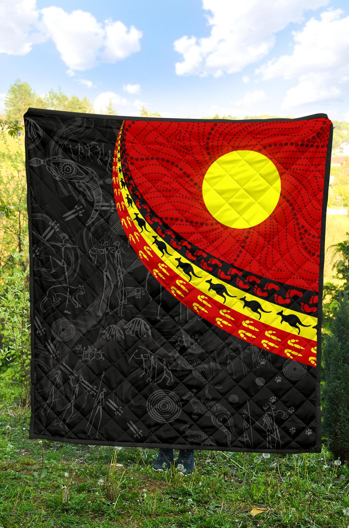 aboriginal-premium-quilt-indigenous-flag-circle-dot-painting