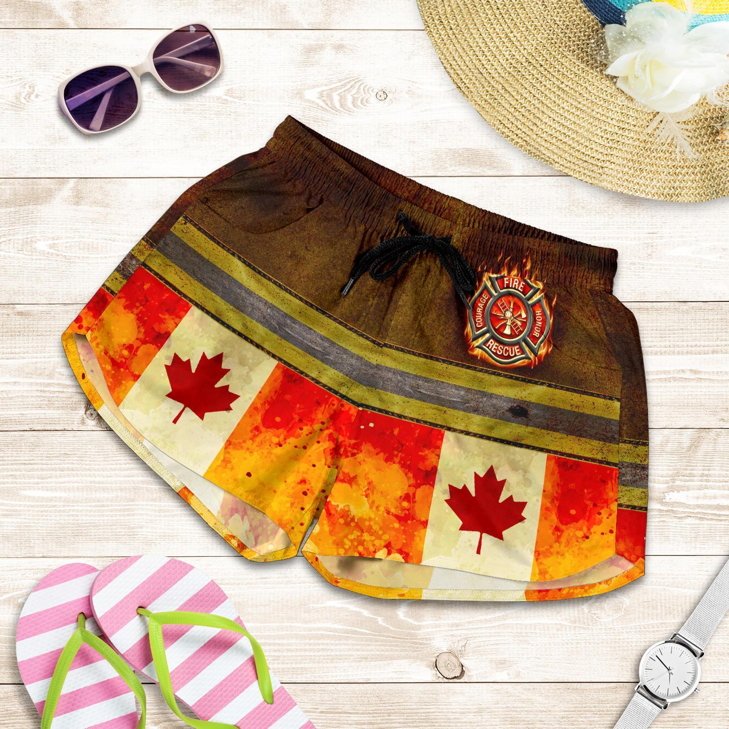 Canada Women'S Short - Canadian Firefighter 3D - Vibe Hoodie