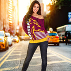 Brisbane Broncos Women's Off Shoulder Sweater - Vibe Hoodie