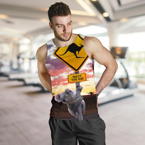 men-tank-top-koala-mens-tank-kangaroo-sign-sunset-landscape-art