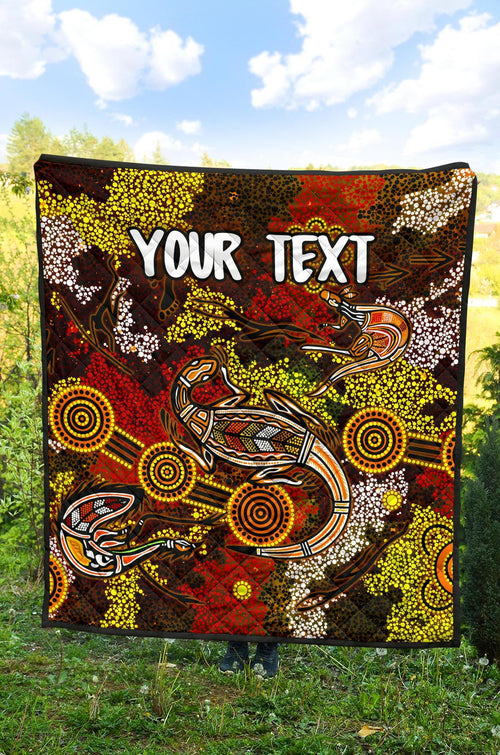 custom-aboriginal-premium-quilt-kangaroo-and-lizard-dot-painting-art