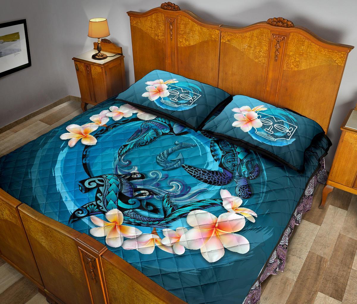 new-zealand-quilt-bed-set-blue-plumeria-animal-turtle-tattoo