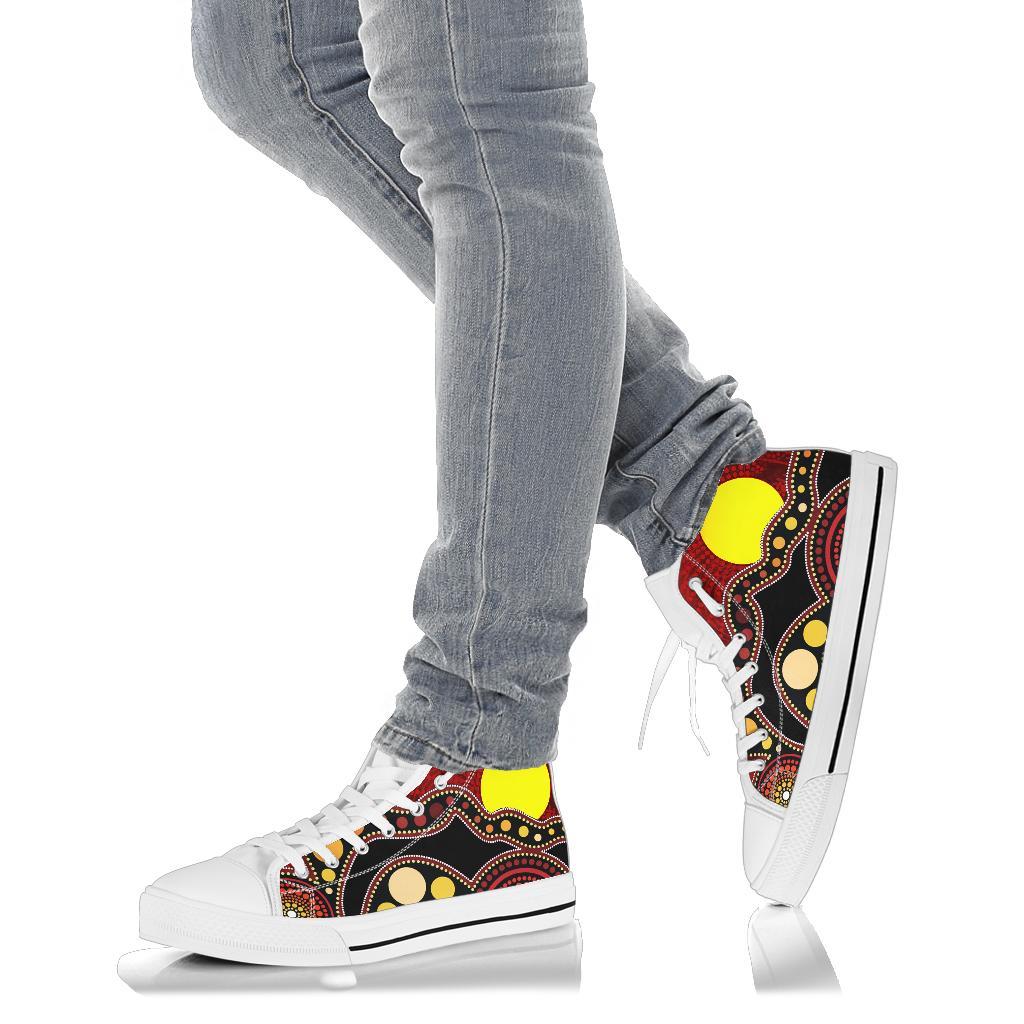 high-top-shoes-australia-aboriginal-lives-matter-flag-circle-dot-painting-art-shoes