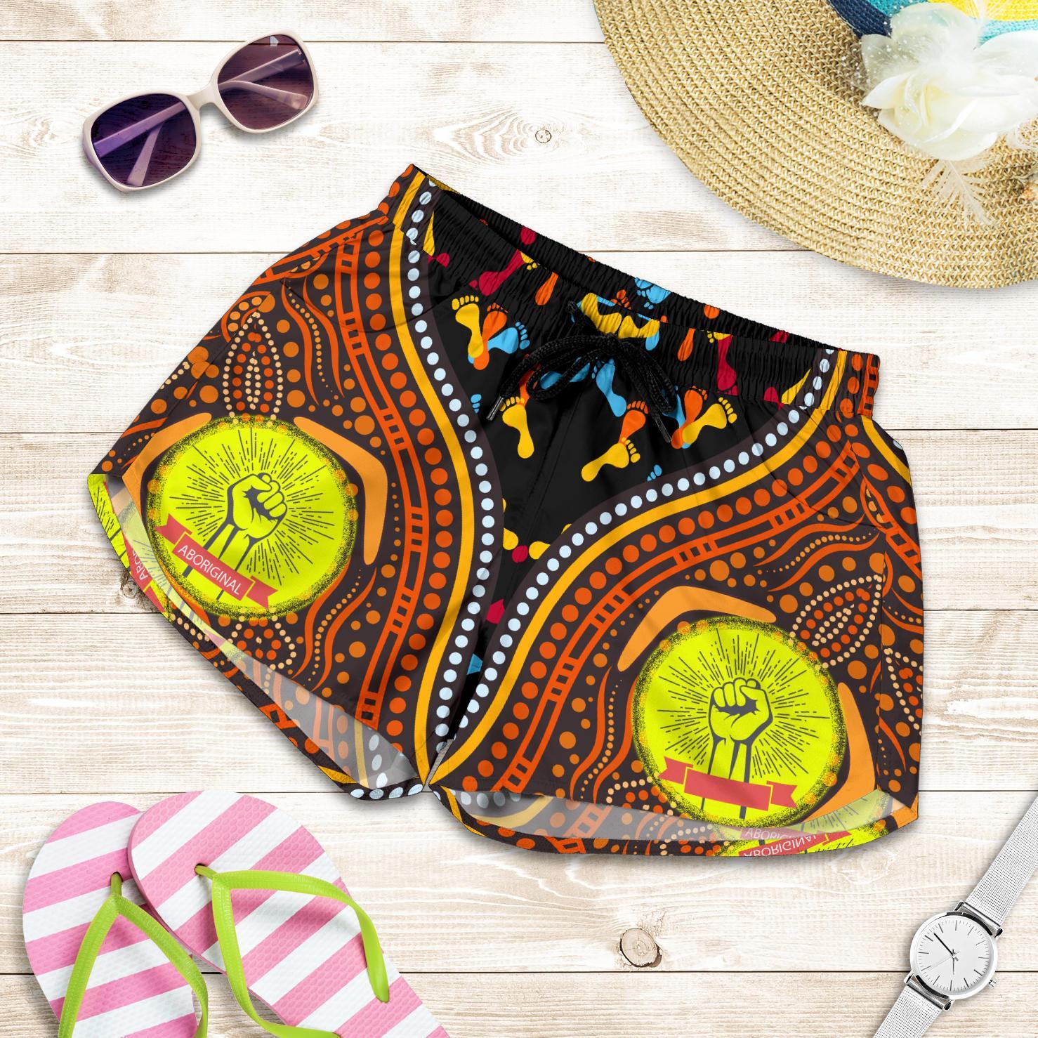Shorts Women - Aboriginal Style & Flag, Dot Painting - Vibe Hoodie
