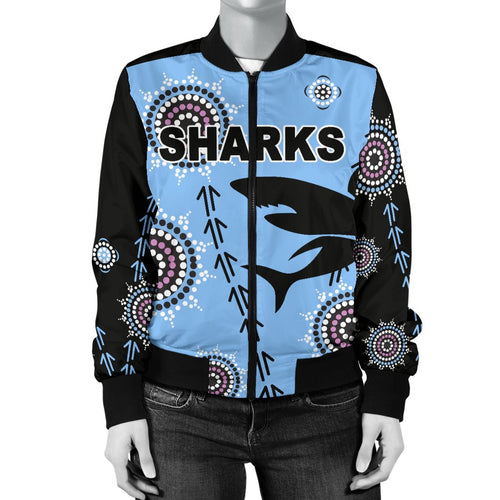 cronulla-womens-bomber-jacket-sharks-simple-indigenous-blue