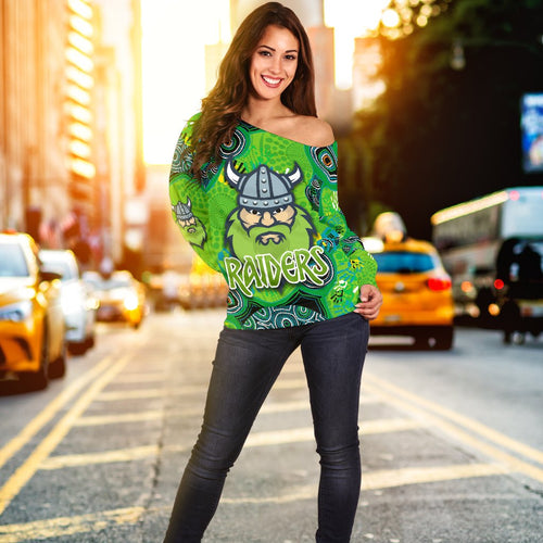 Canberra Women Off Shoulder Sweater Raiders Viking Indigenous - Vibe Hoodie