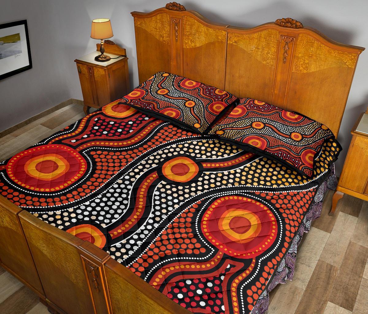 aboriginal-quilt-bed-set-landscape-circle-dot-painting-art
