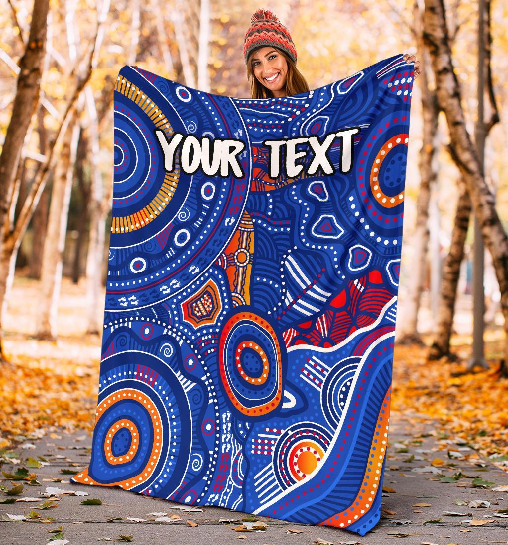 custom-text-aboriginal-premium-blanket-indigenous-footprint-patterns-blue-color