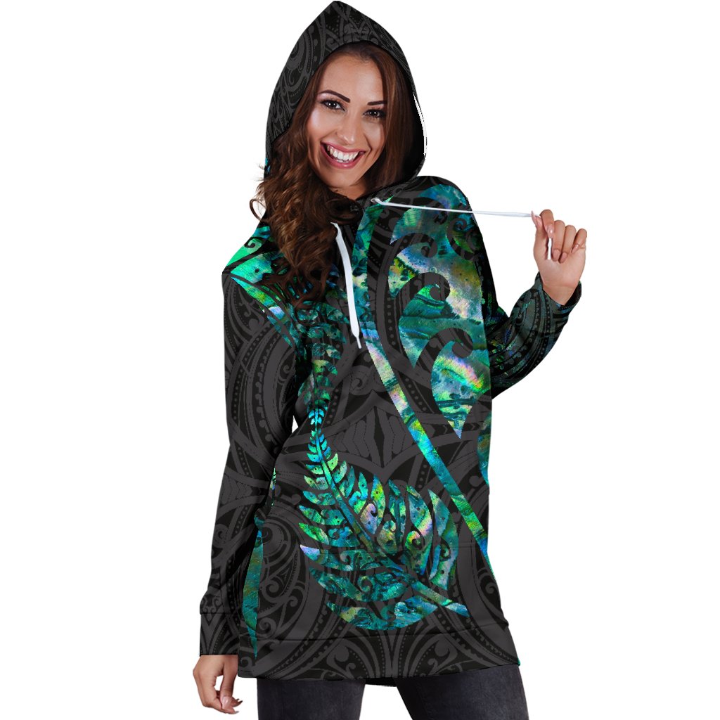 aotearoa-maori-women-hoodie-dress-silver-fern-koru-vibes
