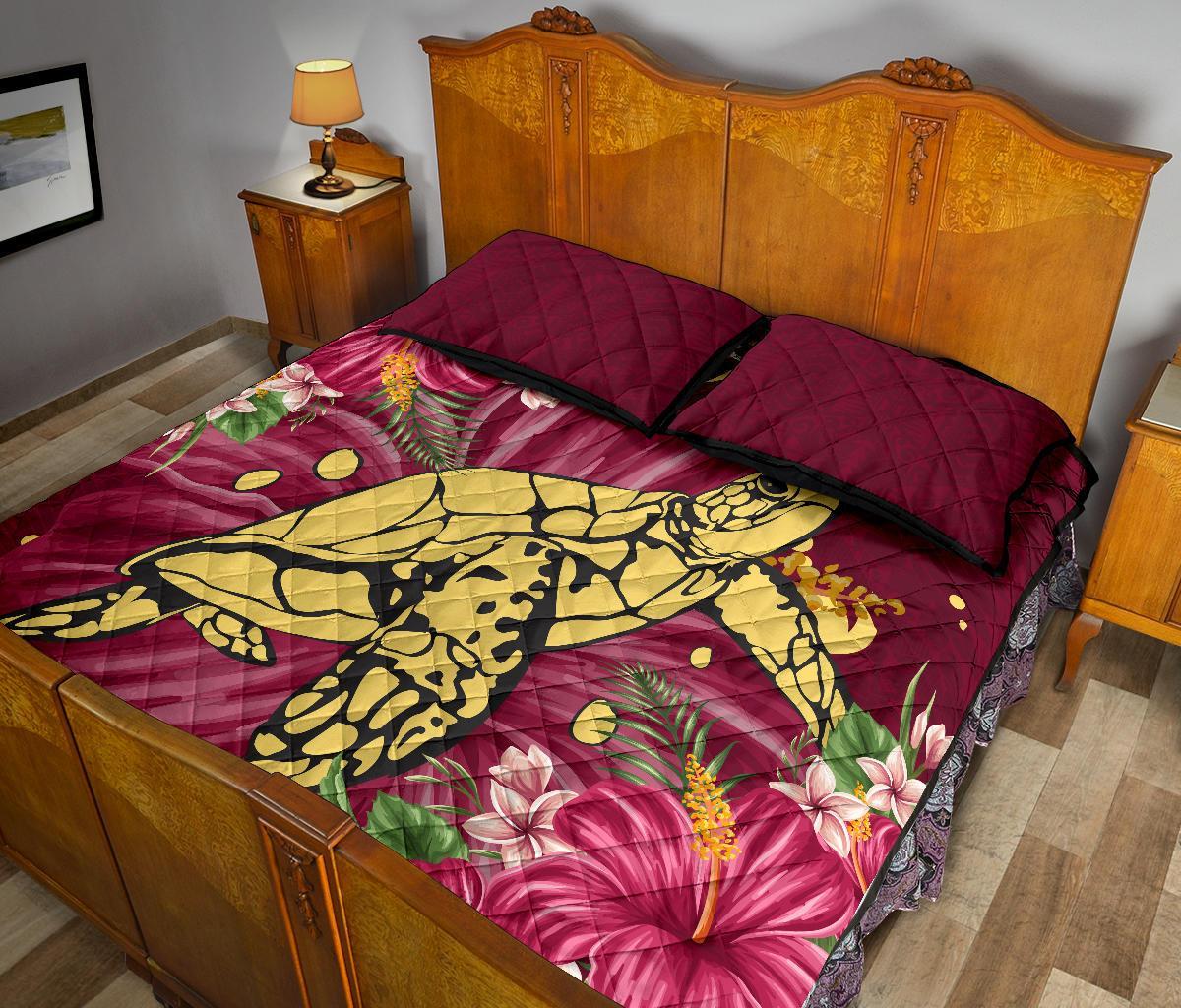 new-zealand-quilt-bed-set-turtle-polynesian-hibiscus