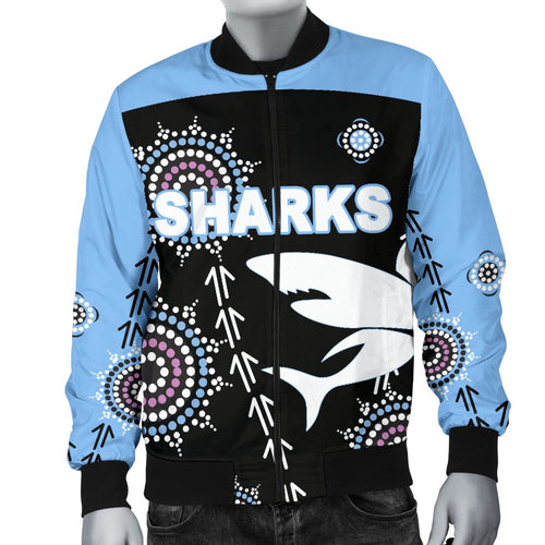 cronulla-mens-bomber-jacket-sharks-simple-indigenous-black