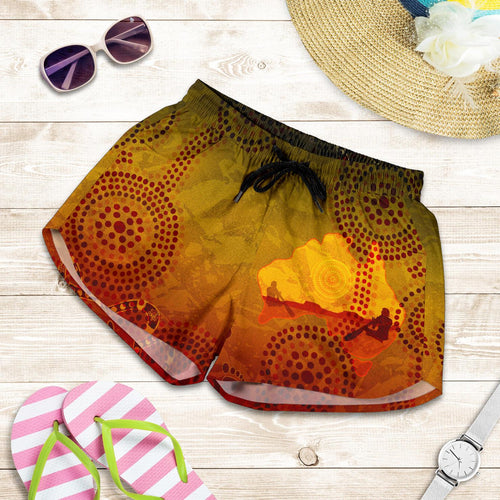 Aboriginal Women's Shorts, Australian Map with  Indigenous Color - Vibe Hoodie