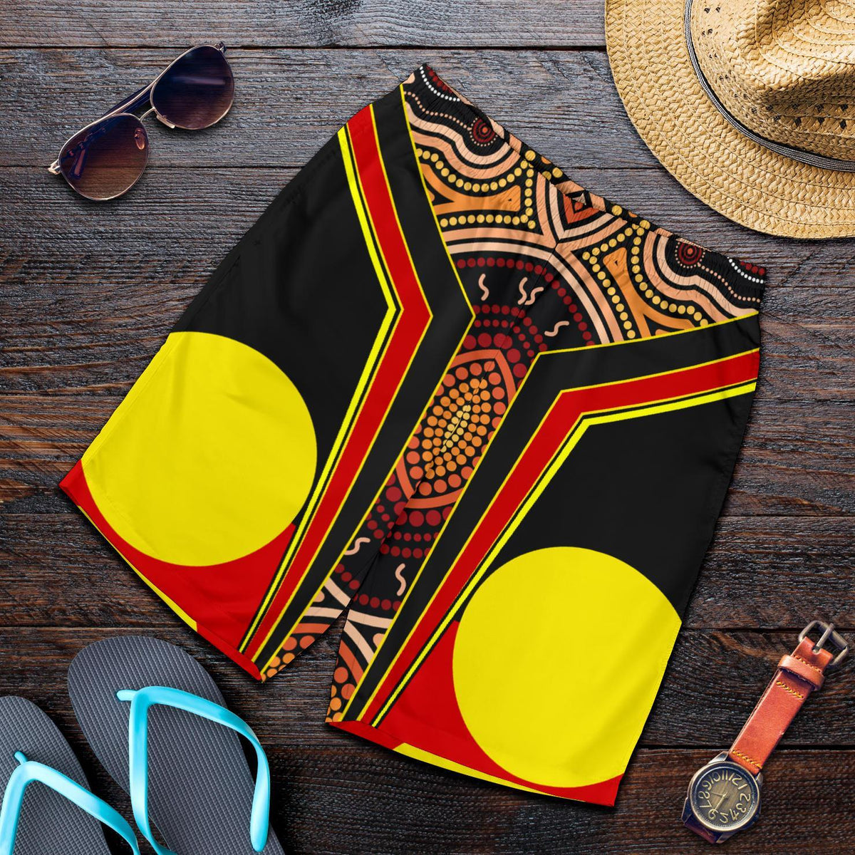 mens-shorts-aboriginal-with-dot-painting-art