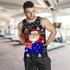 christmas-personalised-mens-tank-top-australia-santa-claus-hold-the-flag-black