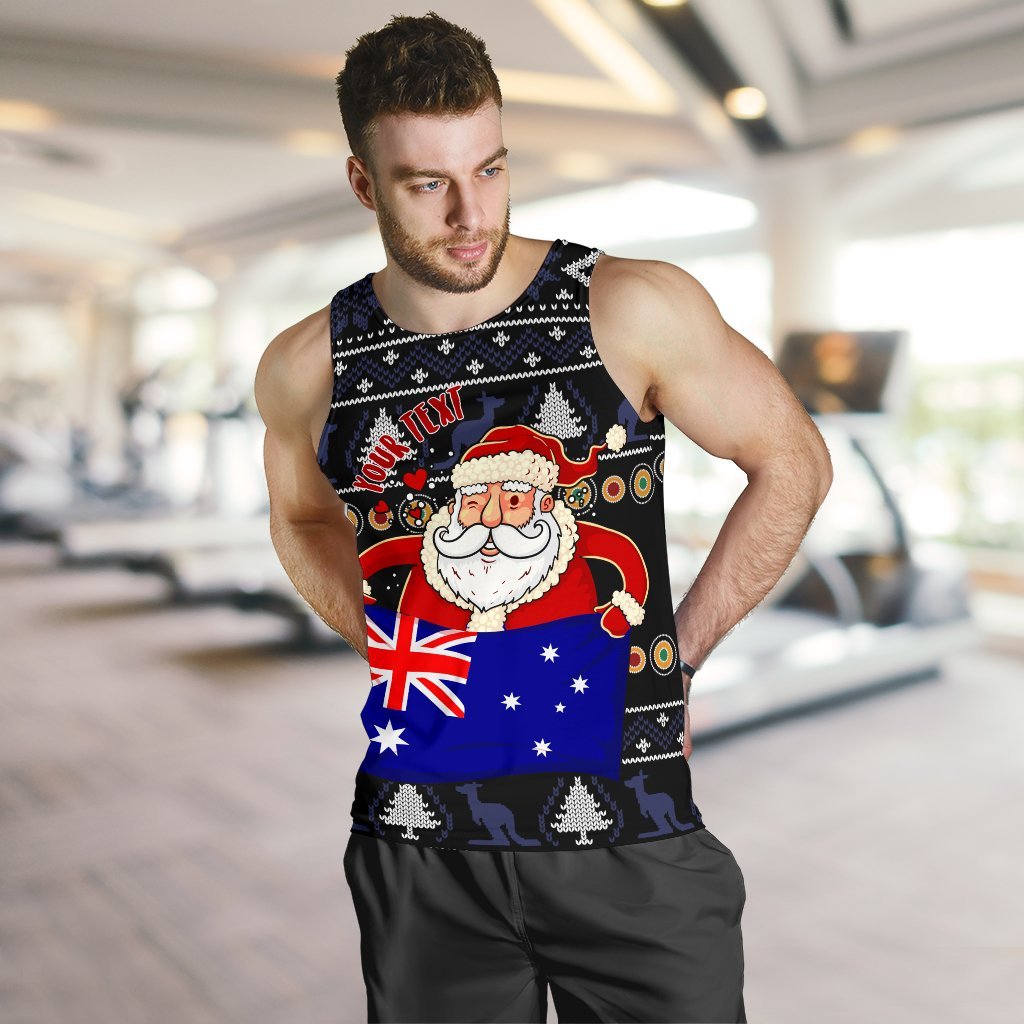 christmas-personalised-mens-tank-top-australia-santa-claus-hold-the-flag-black