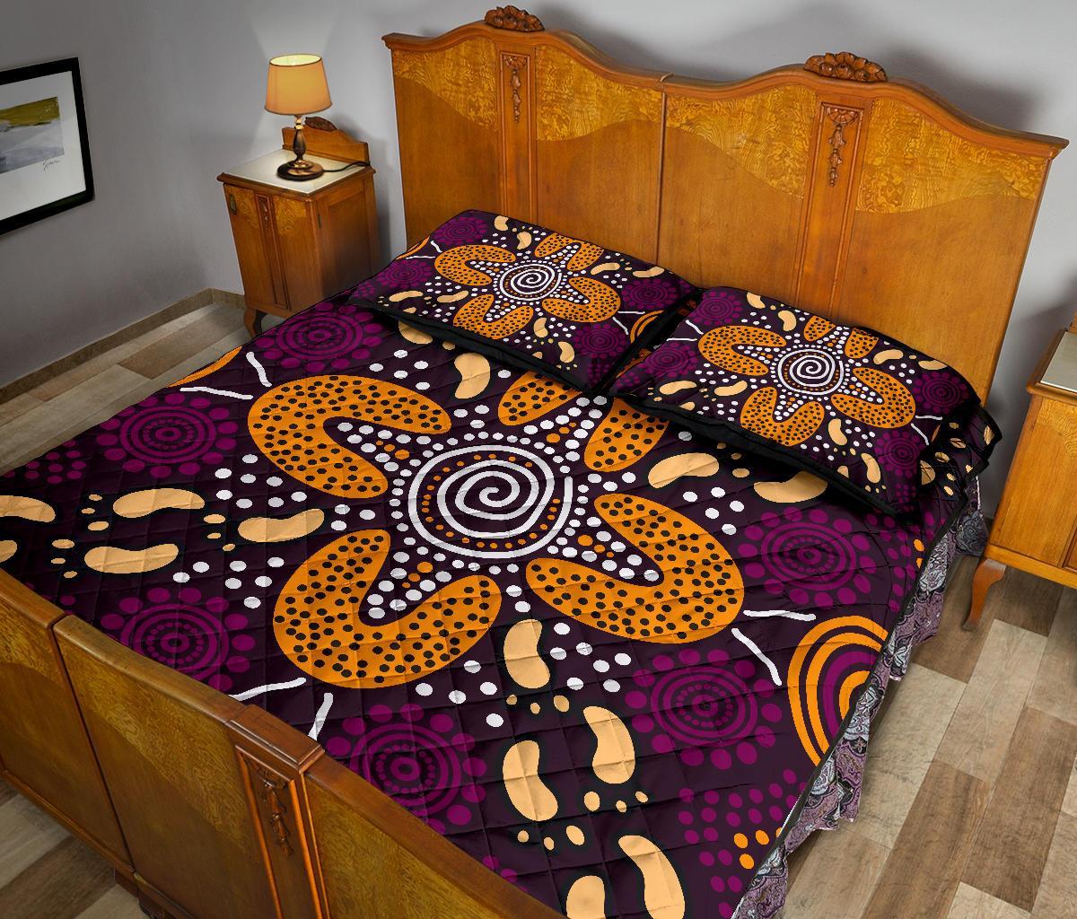 aboriginal-quilt-bed-set-flowers-dot-panting-art