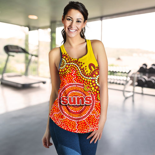 Gold Coast Women's Racerback Tank Sun Aboriginal - Vibe Hoodie
