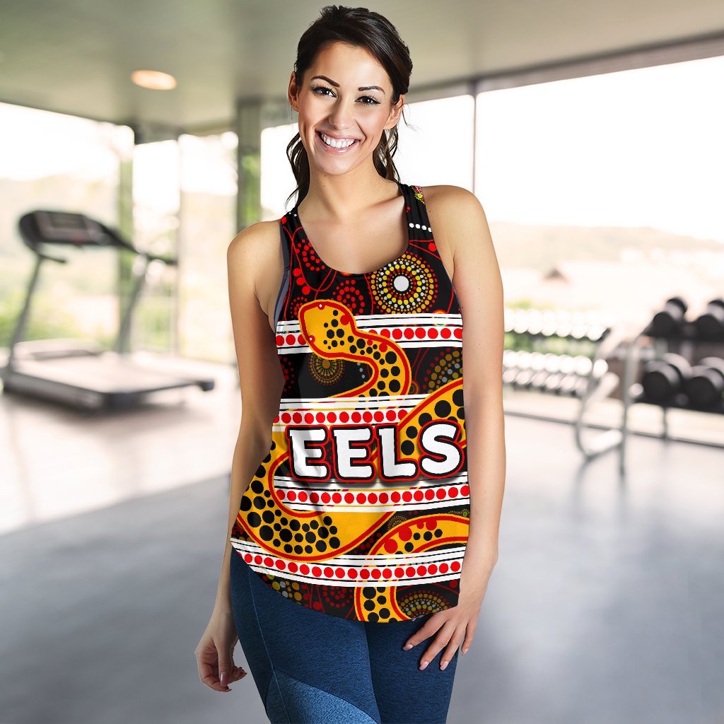 Parramatta Eels Women's Racerback Tank Tribal Style Black - Vibe Hoodie