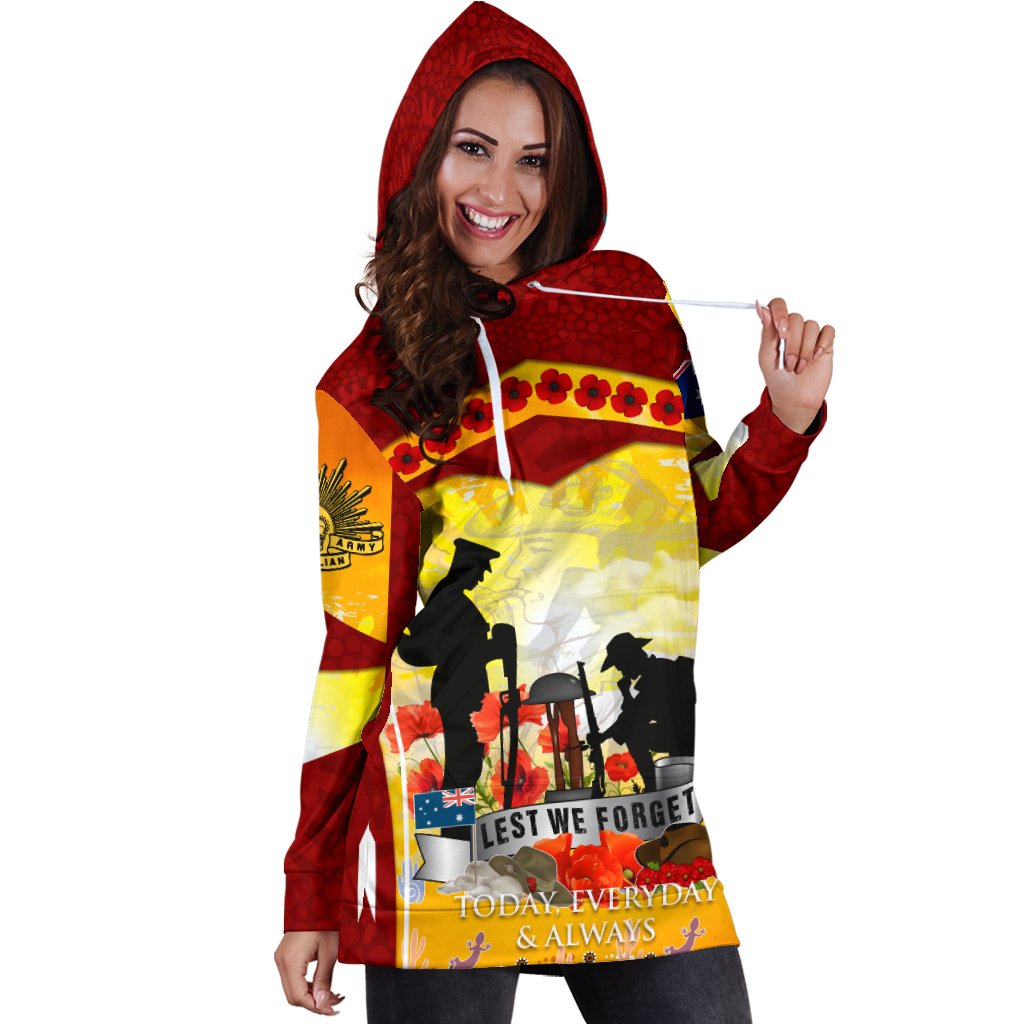 anzac-womens-hoodie-dress-lest-we-forget-aboriginal-version