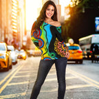 Off Shoulder Sweater - Aboriginal Sweater Blue Dream - Vibe Hoodie