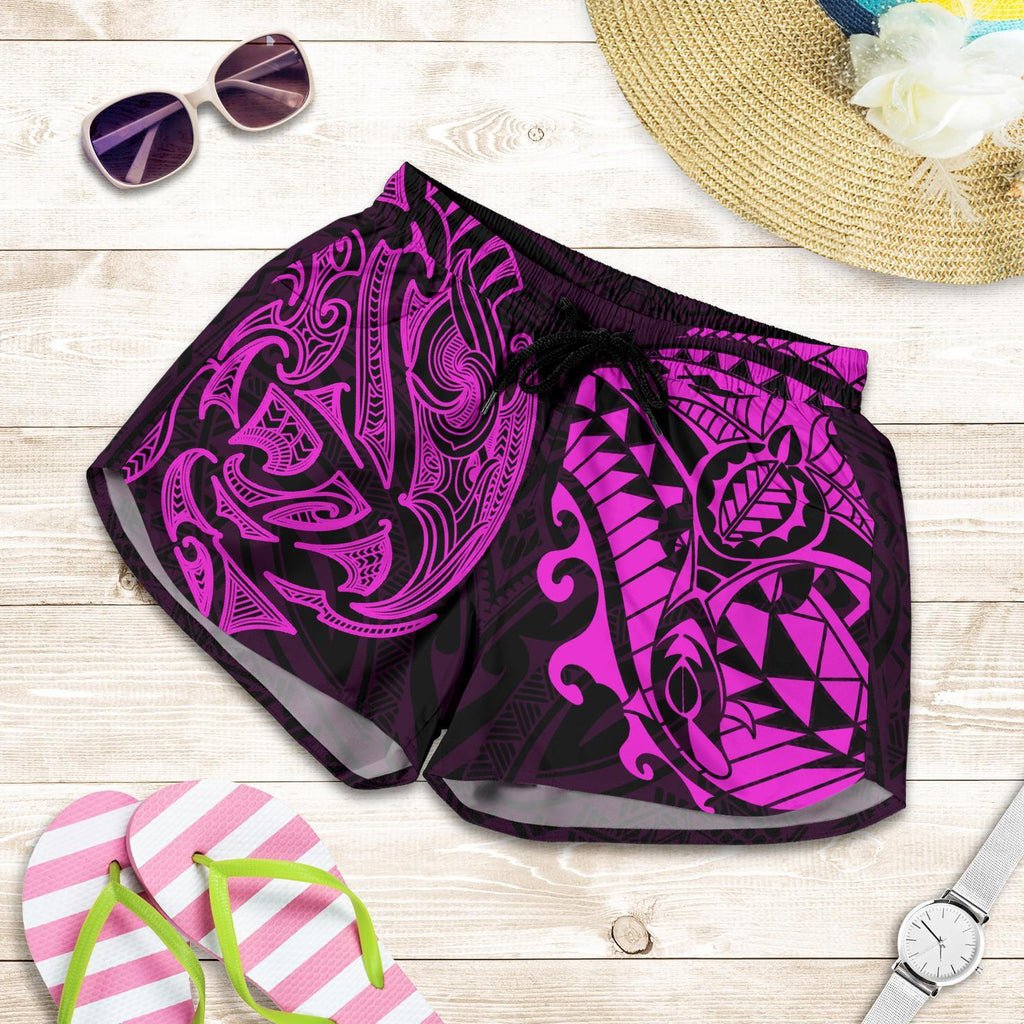 New Zealand All Over Print Women's Shorts, Maori Polynesian Tattoo Purple - Vibe Hoodie