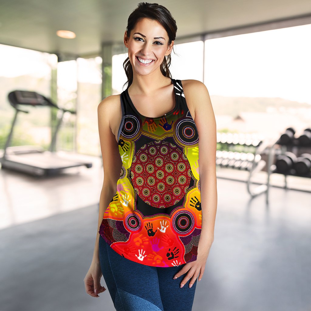 Aboriginal Racerback Tank, Indigenous Circle Dot Painting Hand Art - Vibe Hoodie