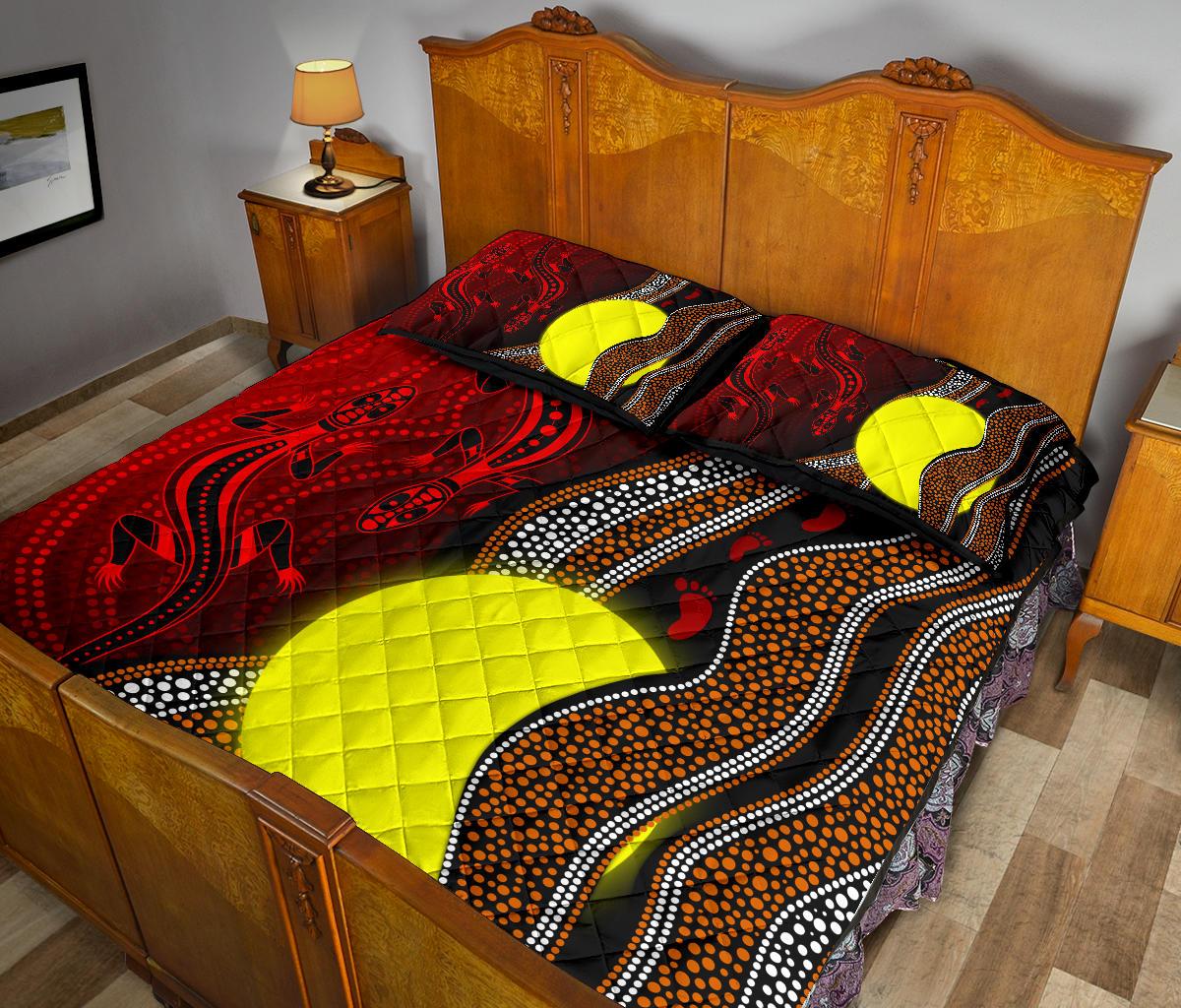 aboriginal-quilt-bed-set-aboriginal-flag-lizard-dot-painting-style