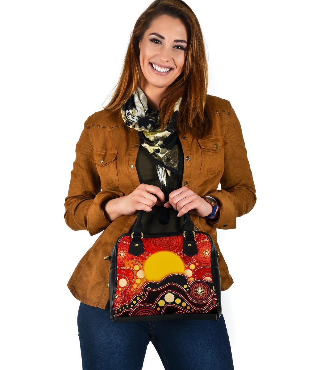 Aboriginal Shoulder Handbag, Aboriginal Lives Matter Flag Dot Painting Art - Vibe Hoodie