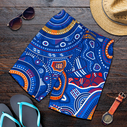 aboriginal-mens-shorts-indigenous-footprint-patterns-blue-color