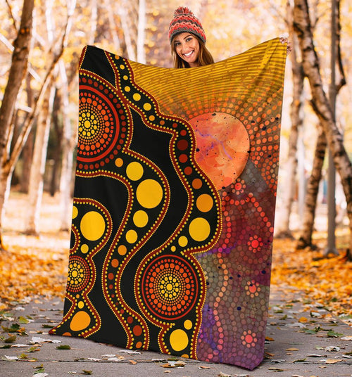 aboriginal-premium-blanket-australia-indigenous-flag-circle-dot-painting-art-golden