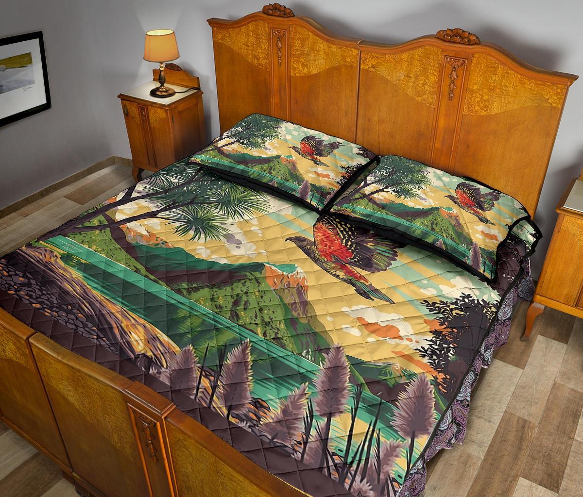 kea-parrot-new-zealand-poster-quilt-bed-set