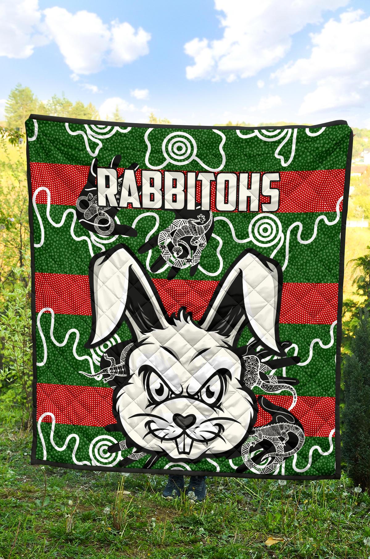 rabbitohs-indigenous-premium-quilt-rabbit-head