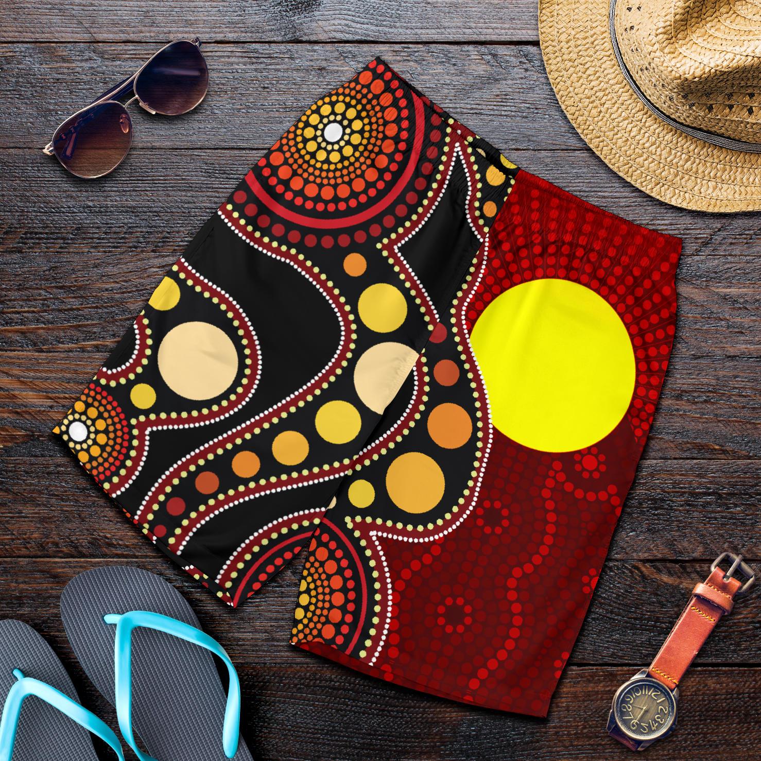 aboriginal-mens-shorts-australia-aboriginal-lives-matter-flag-circle-dot-painting-art-shorts