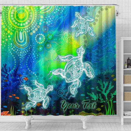 custom-text-aboriginal-shower-curtains-indigenous-turtle-ocean-dot-painting-art
