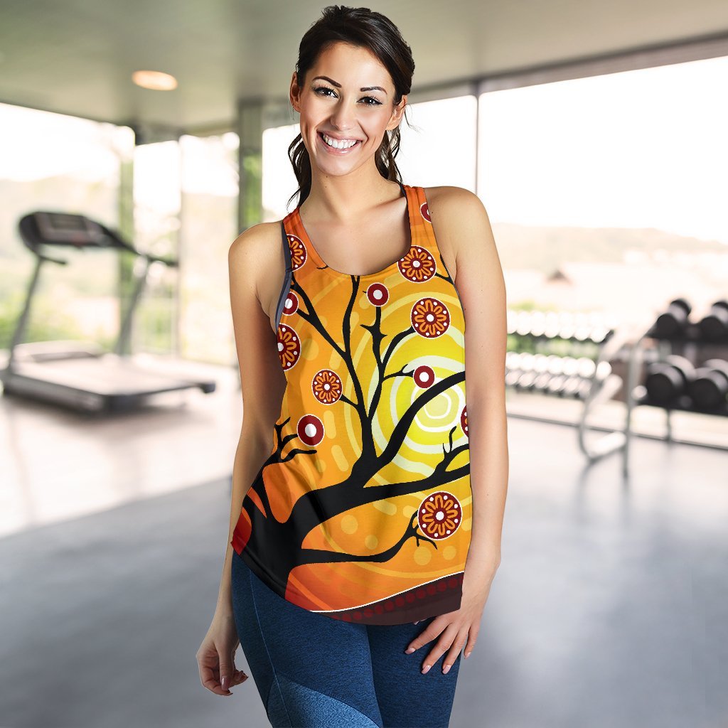 Aboriginal Women's Racerback Tank - Tree In Spring Season - Vibe Hoodie