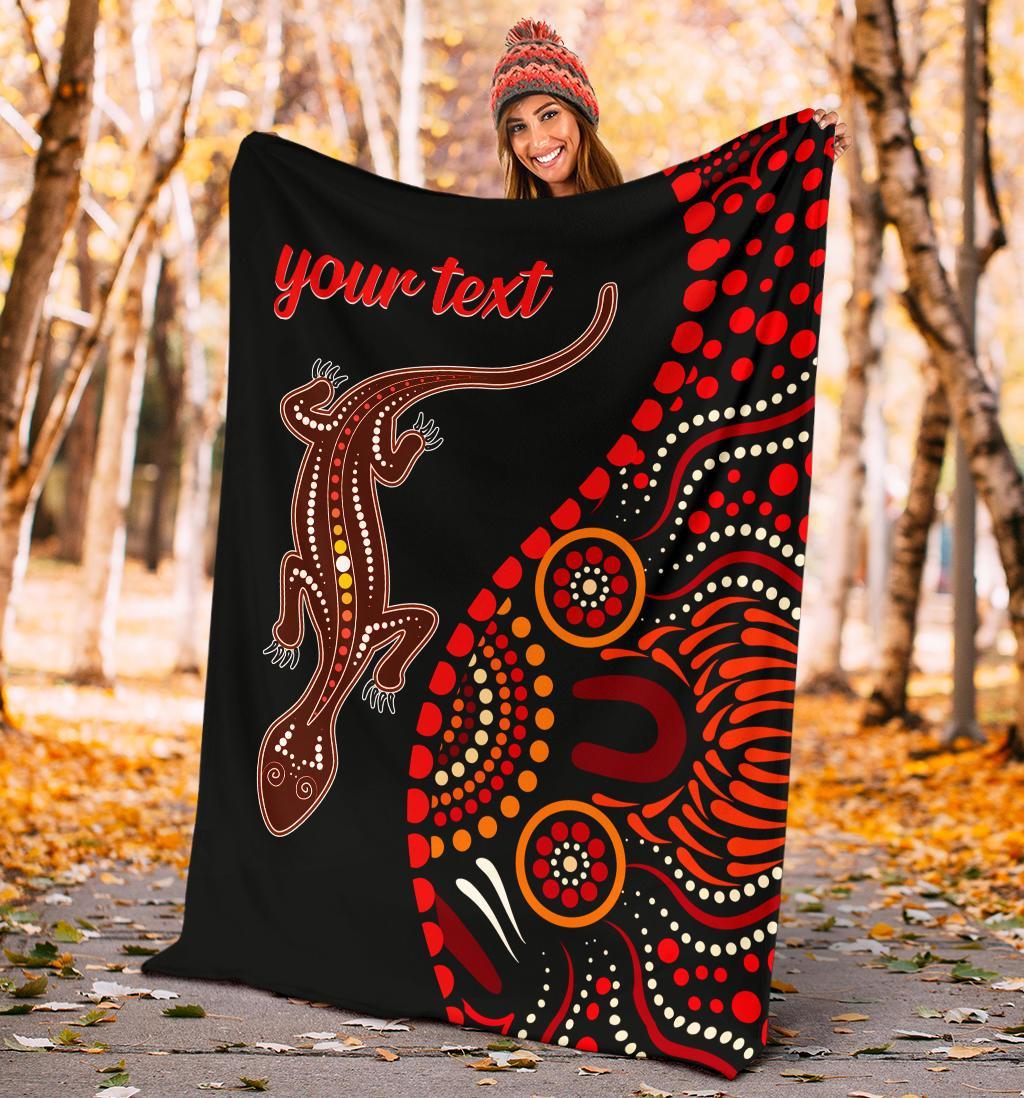 aboriginal-personalised-premium-blanket-aboriginal-lizard-with-dot-painting-pattern